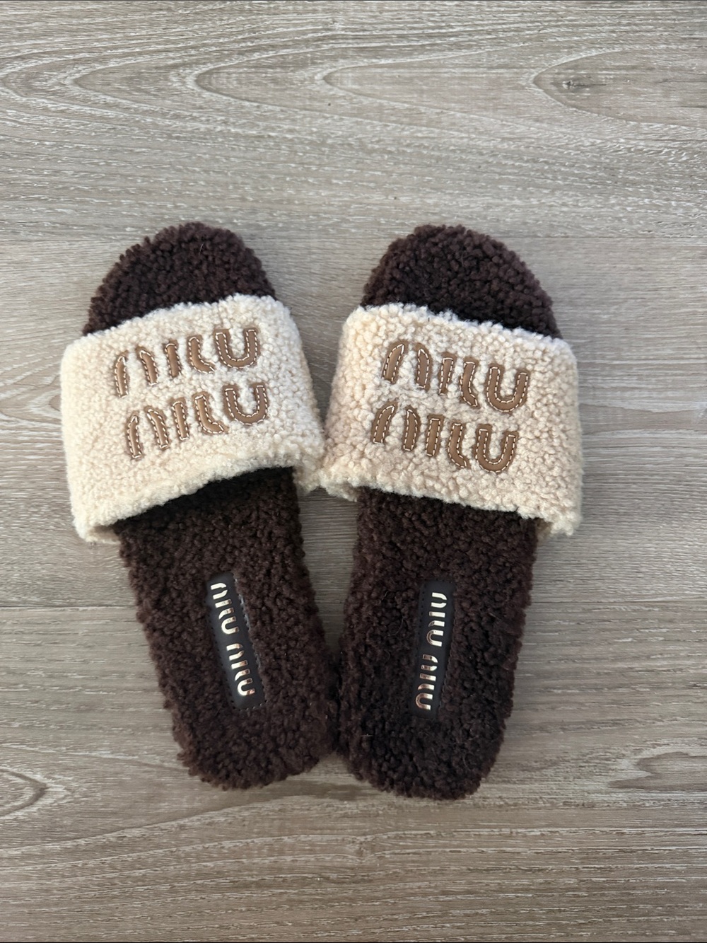 Brown & Cream Slide Sandals
